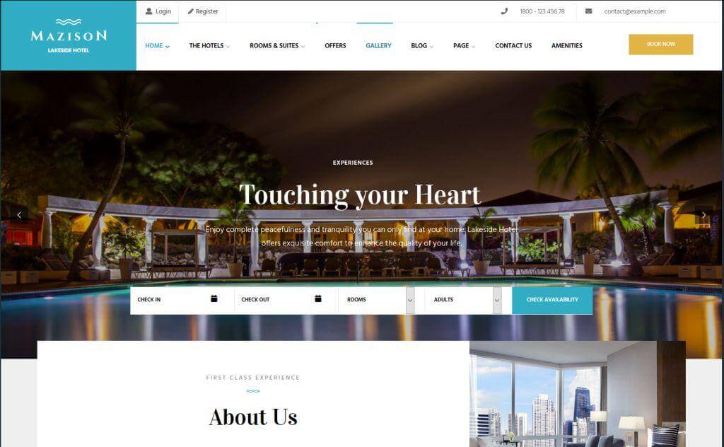 Best WordPress Theme For Hotel Booking 10 Mazison Hotel Booking wordPress theme